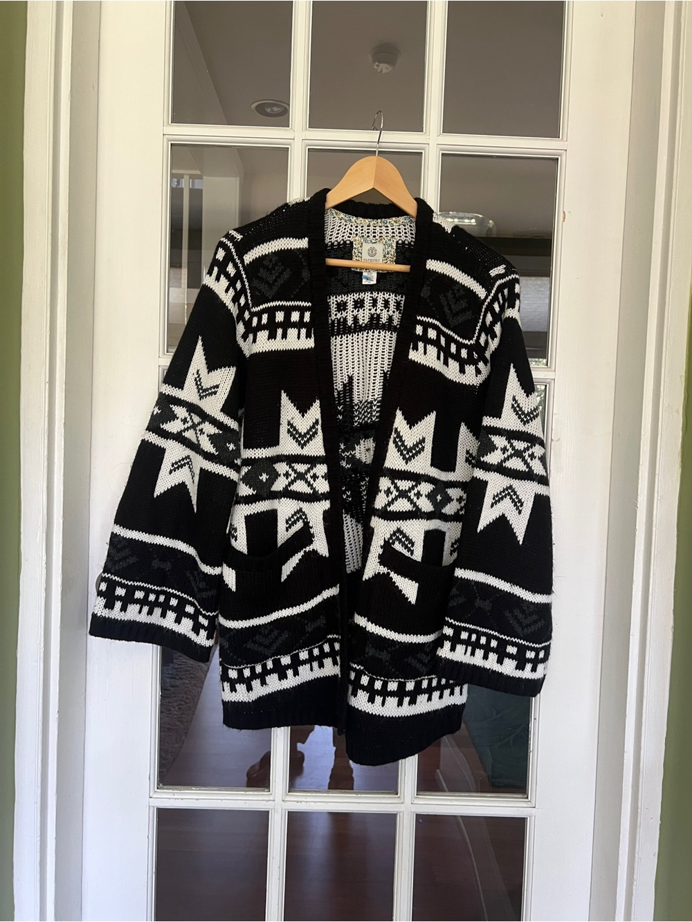 Element Black and White Open Knit Sweater